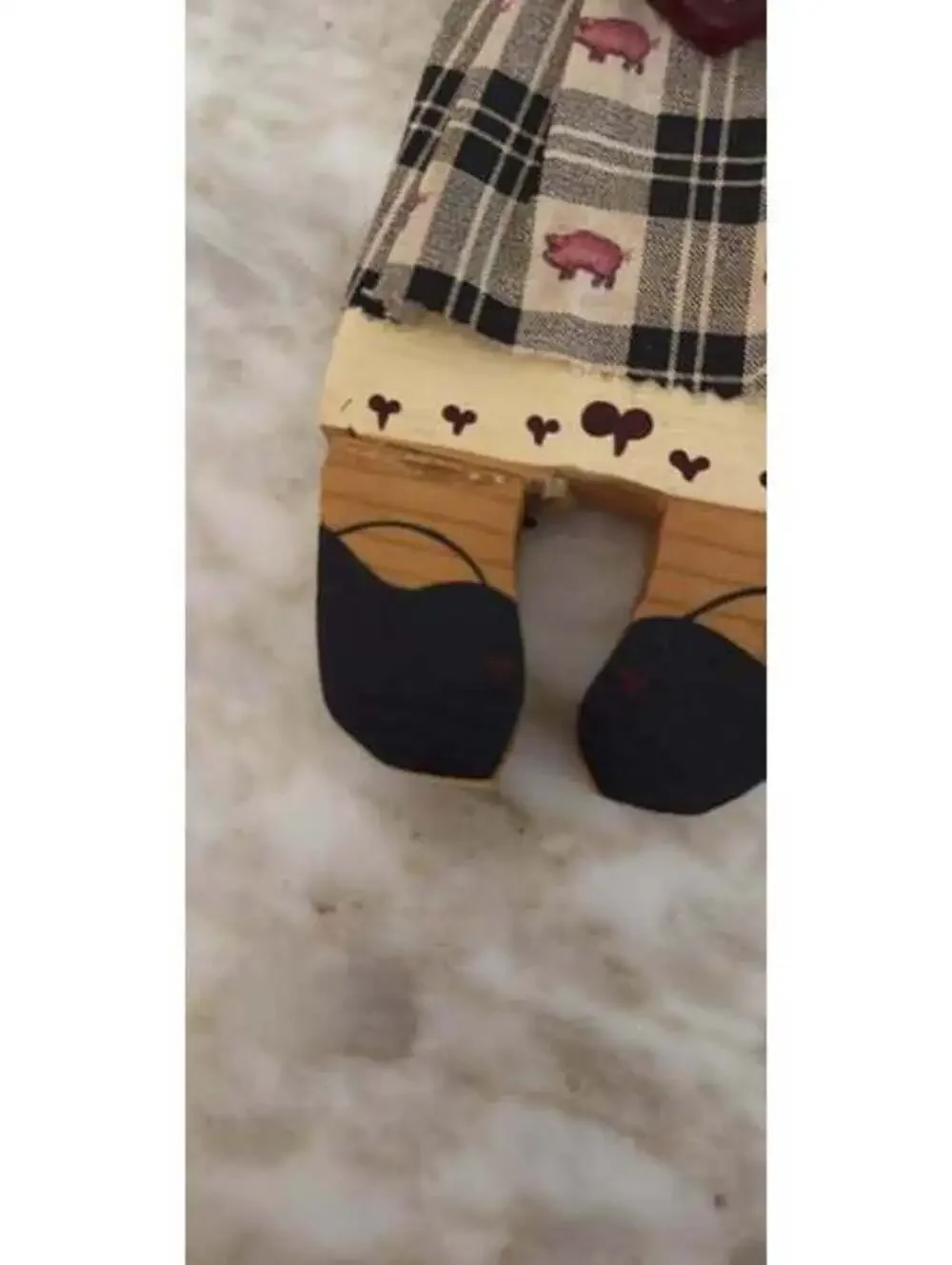 Vintage folk art wooden doll Welcome Home Sweet Home wall hanging